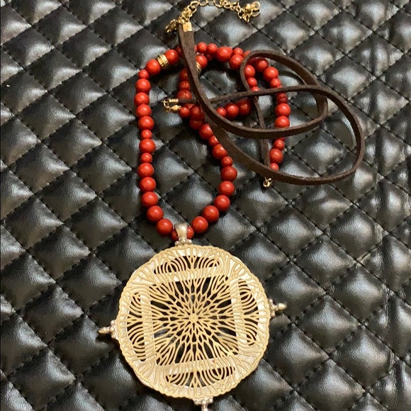 Buckle Tribal Bead Medallion Mala Style Necklace